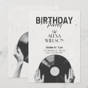 Convite Música vintage em meia-tinta