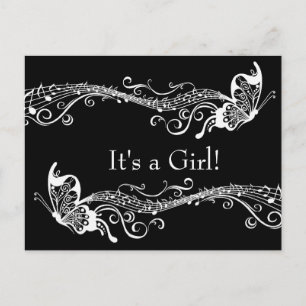 Convite musical preto do chá de fraldas das