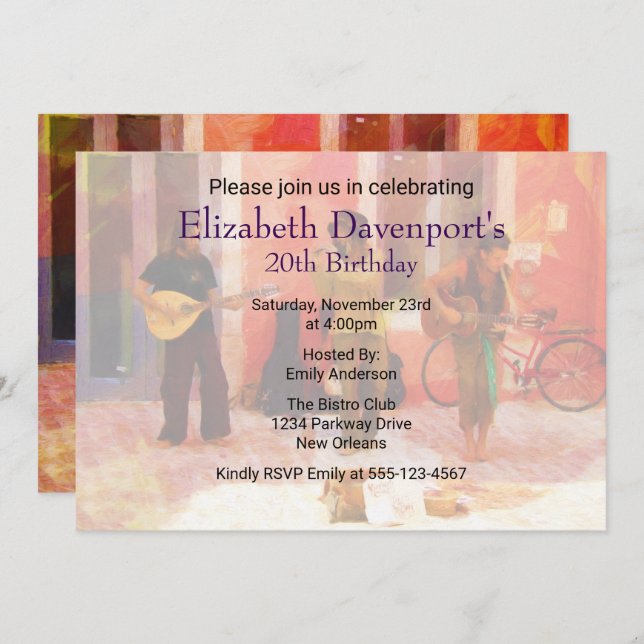 Convite Músicos de Rua Brincando Juntos Aniversário Convid (Frente/Verso)