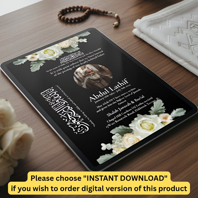 Convite Muslim Death Announcement Male Janaza Prayer (Criador carregado)