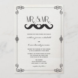Convite Mustache ama o Sr. Gay de de papel do & Sr. Vintag