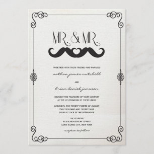 Convite Mustache ama o Sr. Gay de de papel do & Sr. Vintag