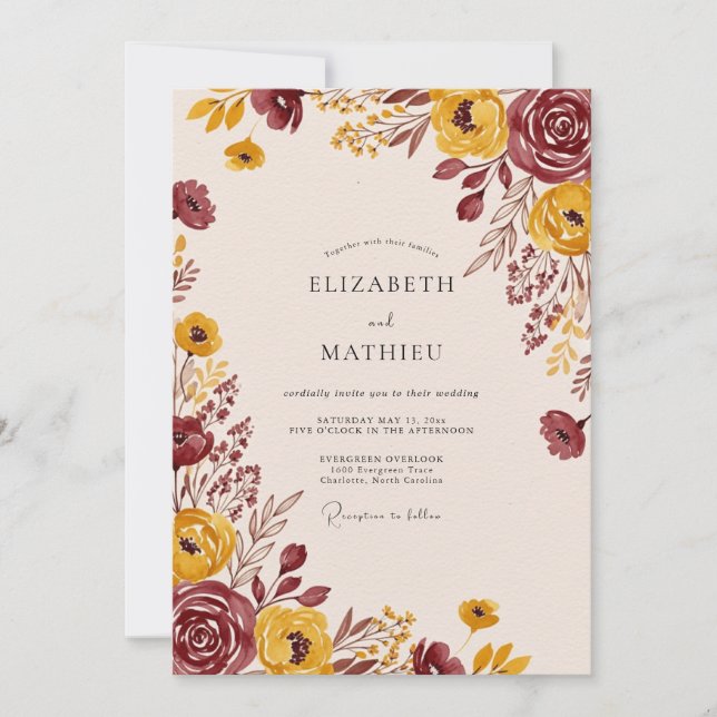 Convite Mustard Earthy Fall Wedding (Frente)