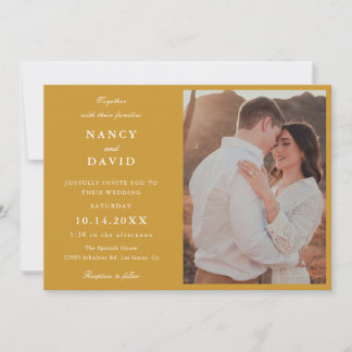 Convite Mustard Photo Wedding  Invitation