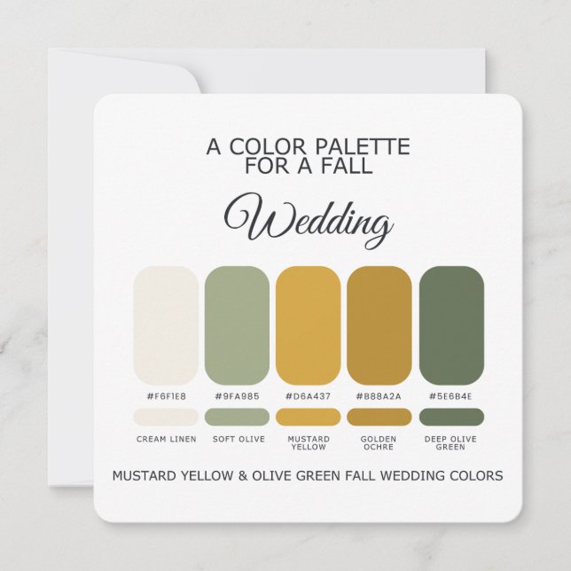 Convite Mustard Yellow Olive Green Wedding Palette Card (Frente)