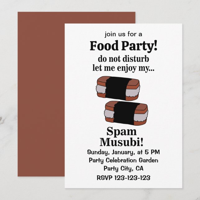 Convite Musubi Deixe-me Apreciar Meu Spam Musubi (Frente/Verso)