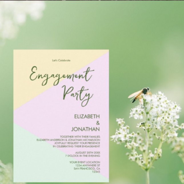 Convite Muted Pastel Geometric Engagement Party (Criador carregado)
