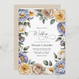 Convite Muted Periwinkle, Buttercream, and Greige Wedding