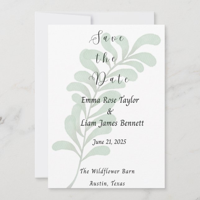 Convite Muted Vines Save the Date Card (Frente)