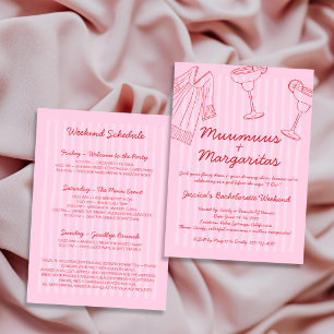 Convite Muumuus e Margaritas Rosa e Vermelho Despedida de 