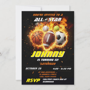 Convite MVP do Aniversário Personalizado de Esportes Estre