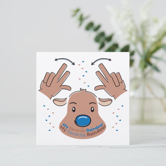 Convite My favorite Reindeer in Sign Language (Em pé/Frente)