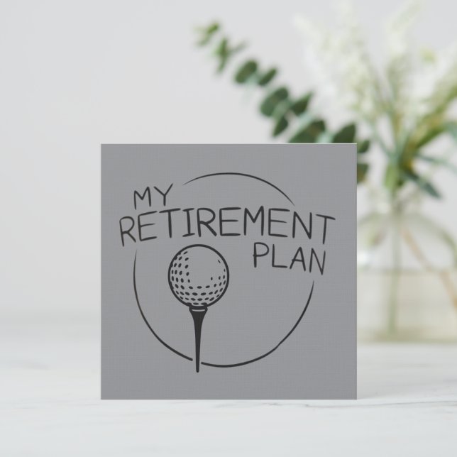 Convite My Retirement Plan Funny Saying Golfing Golfer  (Em pé/Frente)