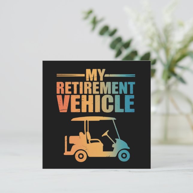 Convite My Retirement Vehicle Golf Cart Golfer Golf Cart  (Em pé/Frente)