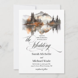 Convite Mystic Autumn Calligraphy Wedding Invitation