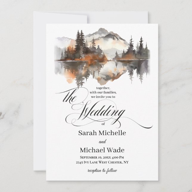 Convite Mystic Autumn Calligraphy Wedding Invitation (Frente)