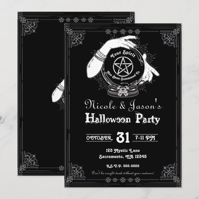 Convite Mystic Fortune Teller Mystical Halloween Party (Frente/Verso)