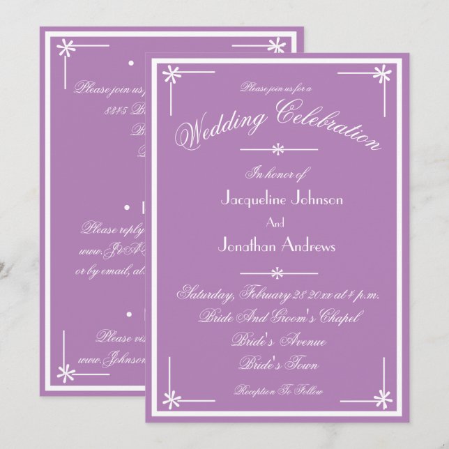 Convite Mystic Mauve All In One RSVP Email Website Wedding (Frente/Verso)