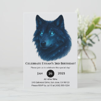 Convite Mystic Star Wolf Birthday