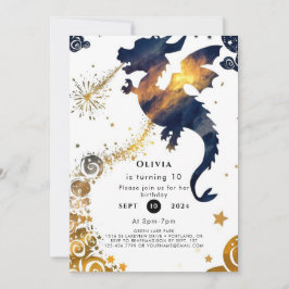 Convite Mystical Boho Dragon Birthday
