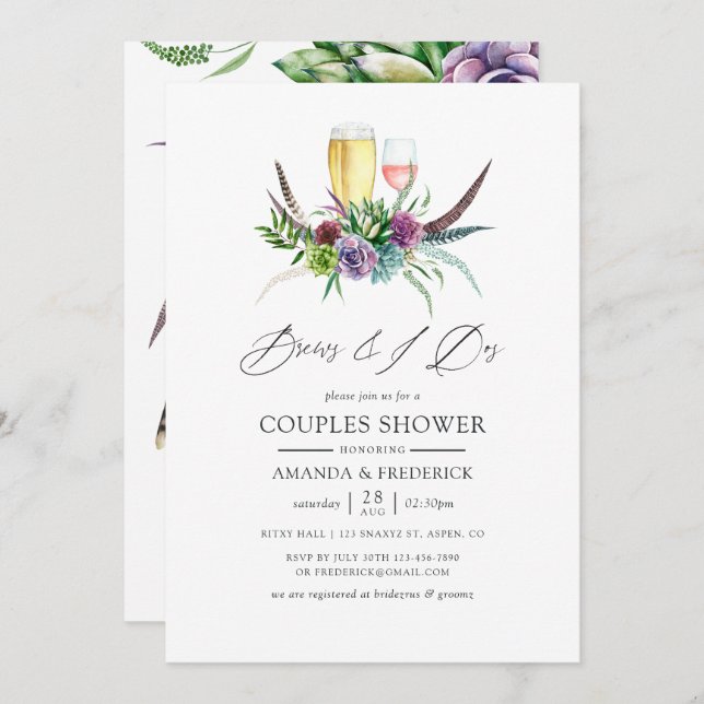 Convite Mystical Boho Succulent Breve Antes Do I Dos (Frente/Verso)