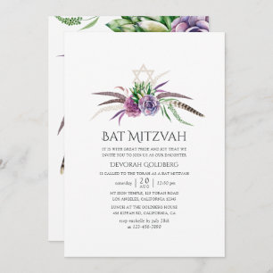 Convite Mystical Boho Succulents Bat Mitzvah