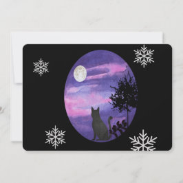 Convite Mystical Cat Under Moon – Dreamy Purple Night Wate