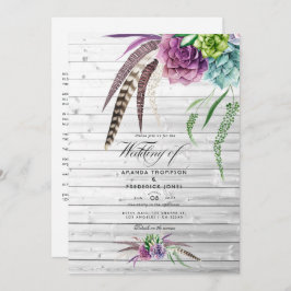 Convite Mystical Watercolor Suculents Bohemian Wedding