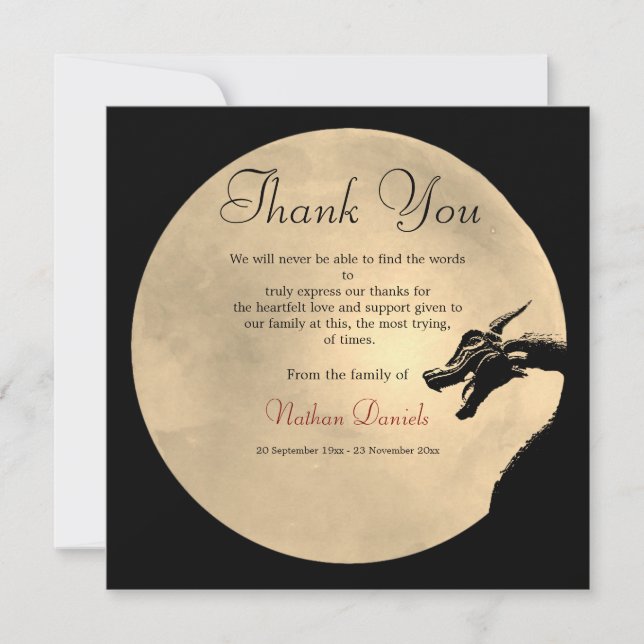 Convite Mythical Dragon Funeral Thank You Cards (Frente)