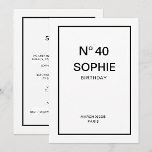 Convite Nº 40 Festa de 40 Anos French Chic