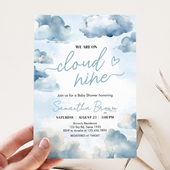 Convite Na Cloud Nine Chá de fraldas Party (Cloud Nine Baby Shower Party Invitation)