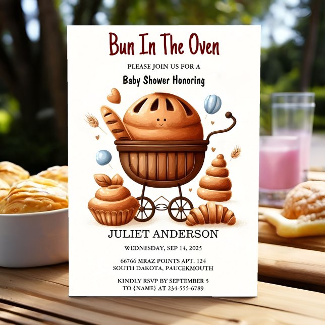 Convite Na Diversão Retro Boho Cake Bun No Chá de fraldas  (Criador carregado)