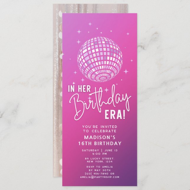 Convite Na Era De Nascimento, Festa Era, Foto Do Partido E (Frente/Verso)