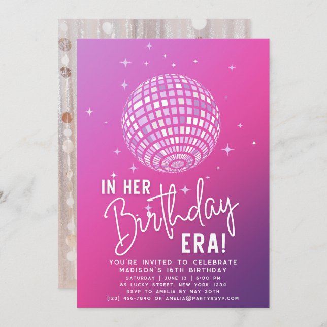 Convite Na Era De Nascimento, Festa Era, Foto Do Partido E (Frente/Verso)