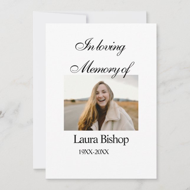 Convite Na memória amorosa do amor funerário, adicione nom (Frente)