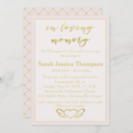 Convite Na memória de amor - Serviço Memorial Blush e Dour