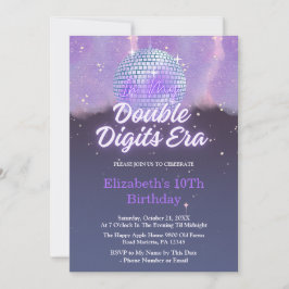 Convite Na Minha Era de Dois Dígitos Bola de Discoteca de