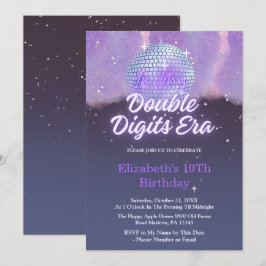 Convite Na Minha Era de Dois Dígitos Bola de Discoteca de