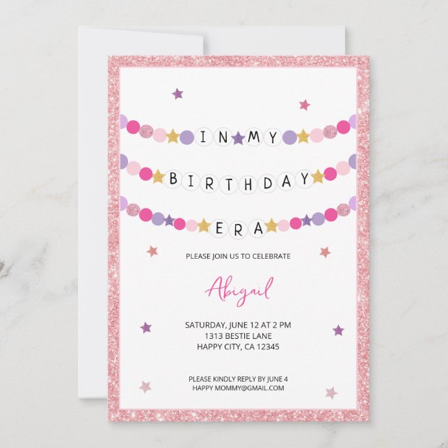 Convite Na minha Festa de aniversário da Era Bracelet de A (Frente)
