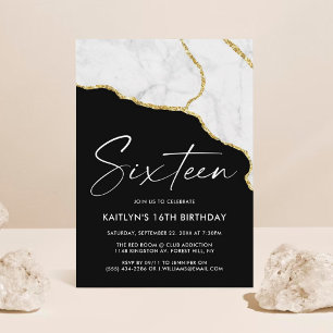 Convite Na moda Agate & Marble 16º aniversário