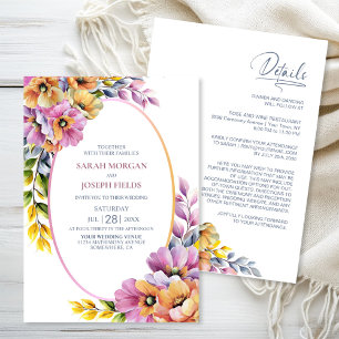 Convite Na moda All in One Pink and Orange Floral Weding