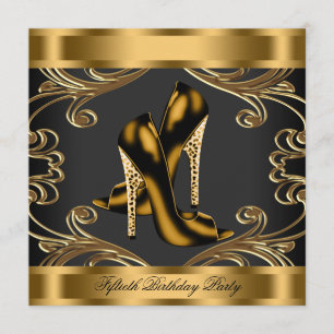 Convite Na moda alto salto preto e Festa de aniversário Do