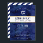 Convite NA MODA BAR MITZVAH classe marinho azul-ouro mínim<br><div class="desc">pelo kat massard >> kat@simplysweetPAPERIE.com <<< design de convite de tendência para o BAR do seu filho MITZVAH Setup como modelo, é simples você adicionar seus próprios detalhes ou clicar no botão personalizar e você pode adicionar ou alterar texto, fontes, tamanhos etc. DICA: 1. Para alterar/mover gráficos / alterar a...</div>