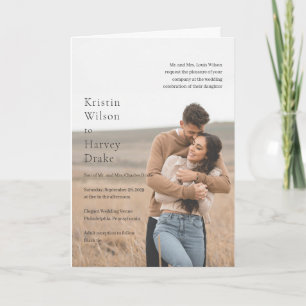 Convite Na moda Black and White Photo Modern Weding