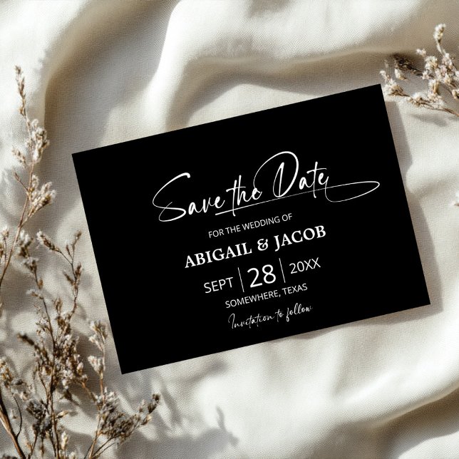 Convite Na moda Black Wedding Save the Date (Criador carregado)