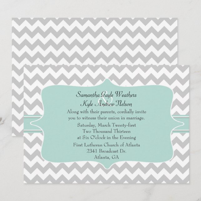 Convite na moda Chevron para Casamento (Frente/Verso)