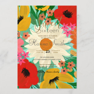 Convite Na moda Colorida Watercolor Floral Mint Design