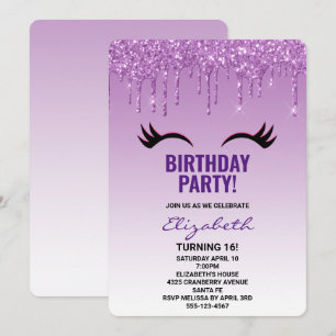 Convite Na moda cor-de-rosa e olhos pretos ao soltar brilh