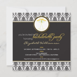 Convite Na moda Damask Bachelorette Invite (amarelo)