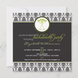 Convite Na moda Damask Bachelorette Invite (limão)